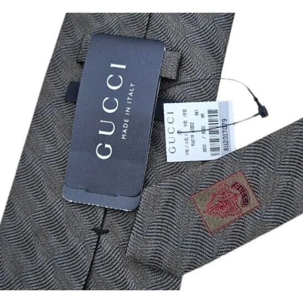 🆕️GUCCI Green Wave Silk Tie ITALY 57